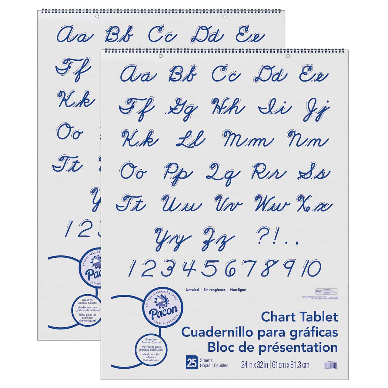 Pacon® 24" x 32" Cursive Cover Unruled Chart Tablets, 2ct.